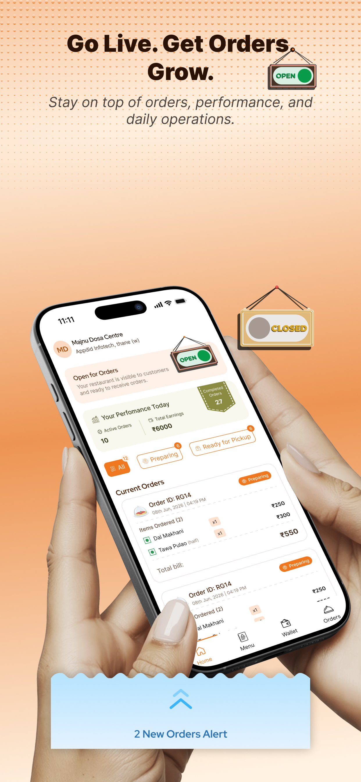 Vendor app dashboard